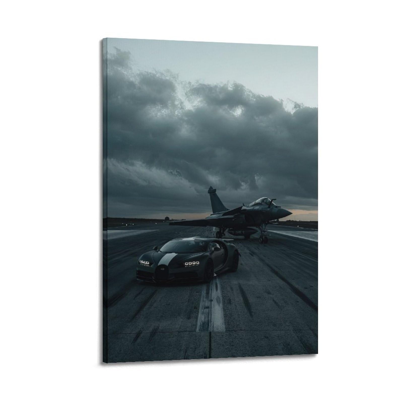 OKAHYS Hyper Racing Car Poster Chiron & Rafale Fighter Plane Decorative Painting Canvas Wall Artworks Picture 08x12inch(20x30cm)