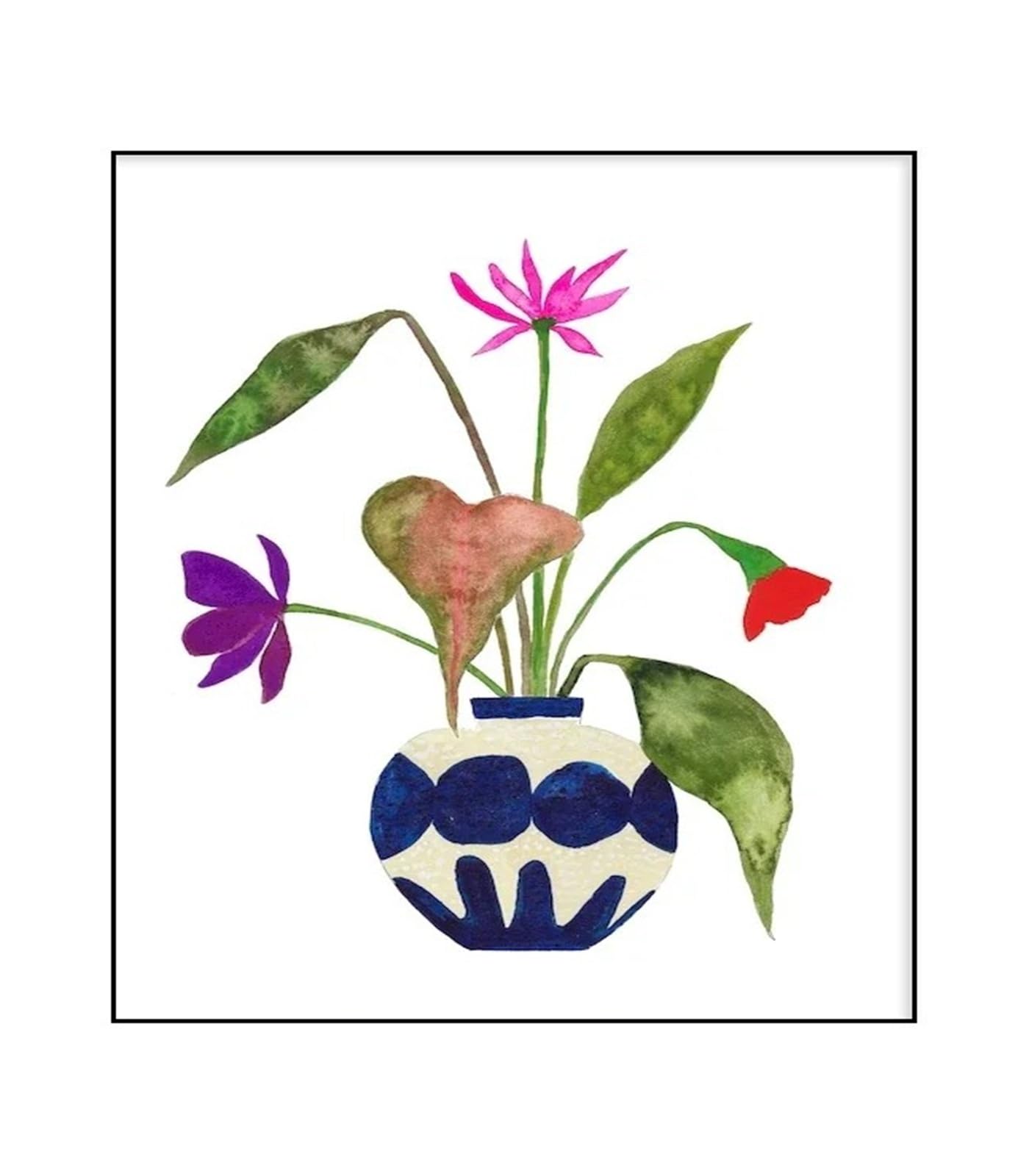Xenite B Wall Art Canvas Prints Watercolor Flower Vase Floral Plant Wall Art Canvas Painting Nordic Posters For Living Room Home Decor(,50X70cm)