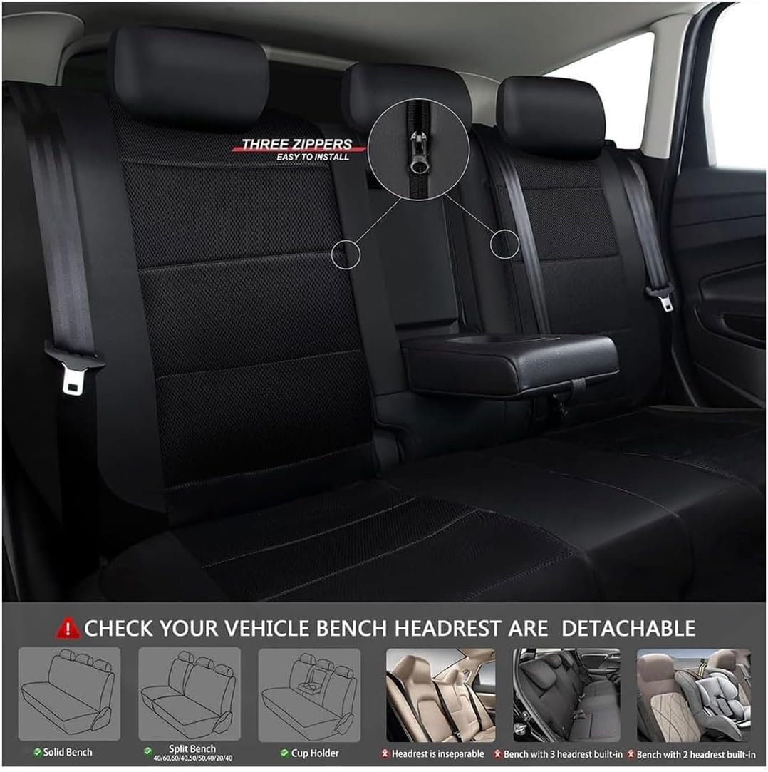 Car Seat Cover for Chrysler PT Cruiser 2000-2005 2006 2007 2008 2009 2010, Leather Waterproof Breathable Seat Covers Full Set Seat Protector Car Seat Accessories,Grey