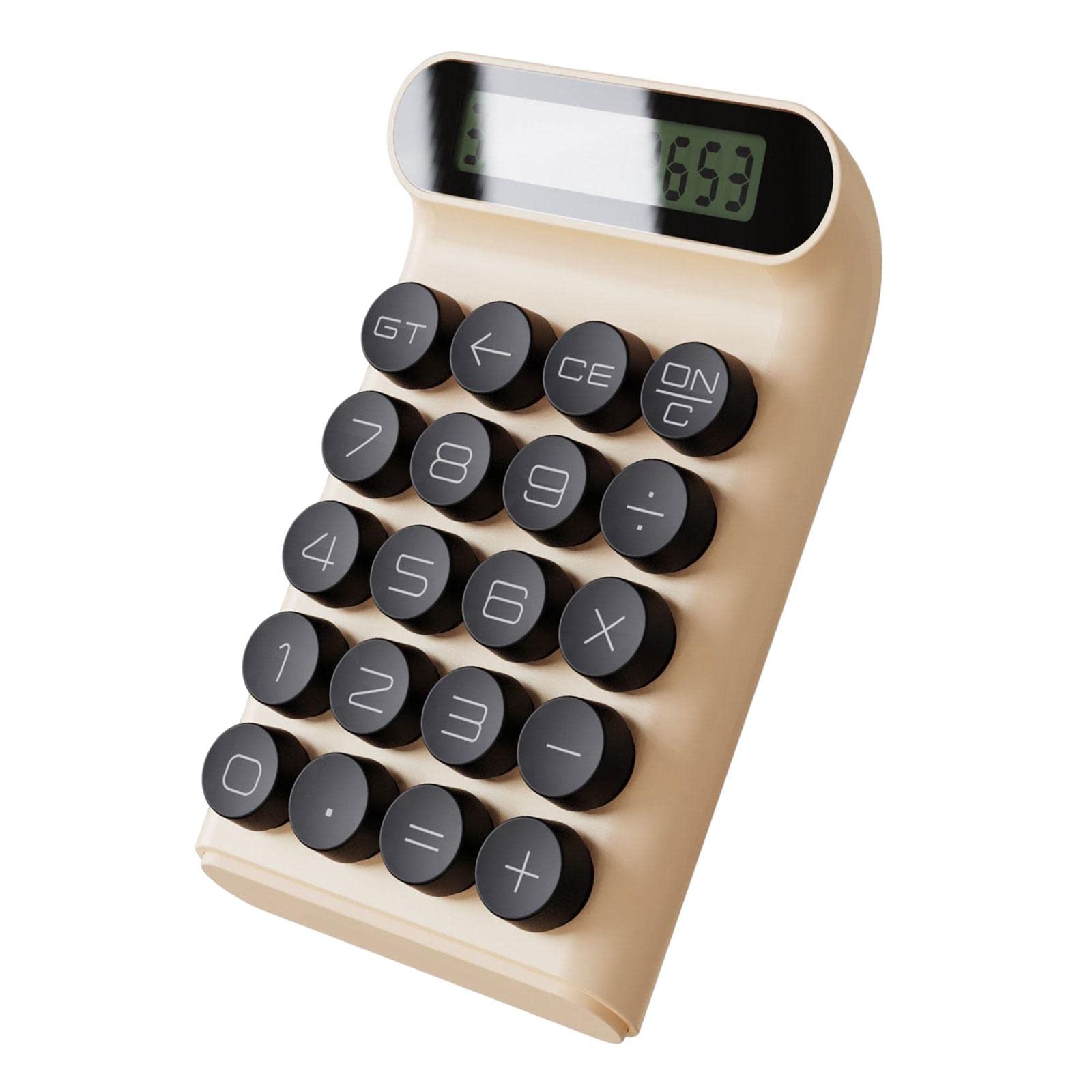 5 set Interruttore Meccanico Calcolatrice Suono Chiaro Linea Semplice Robusto Display a 10 cifre Colore Crema 15x9.2x3 cm