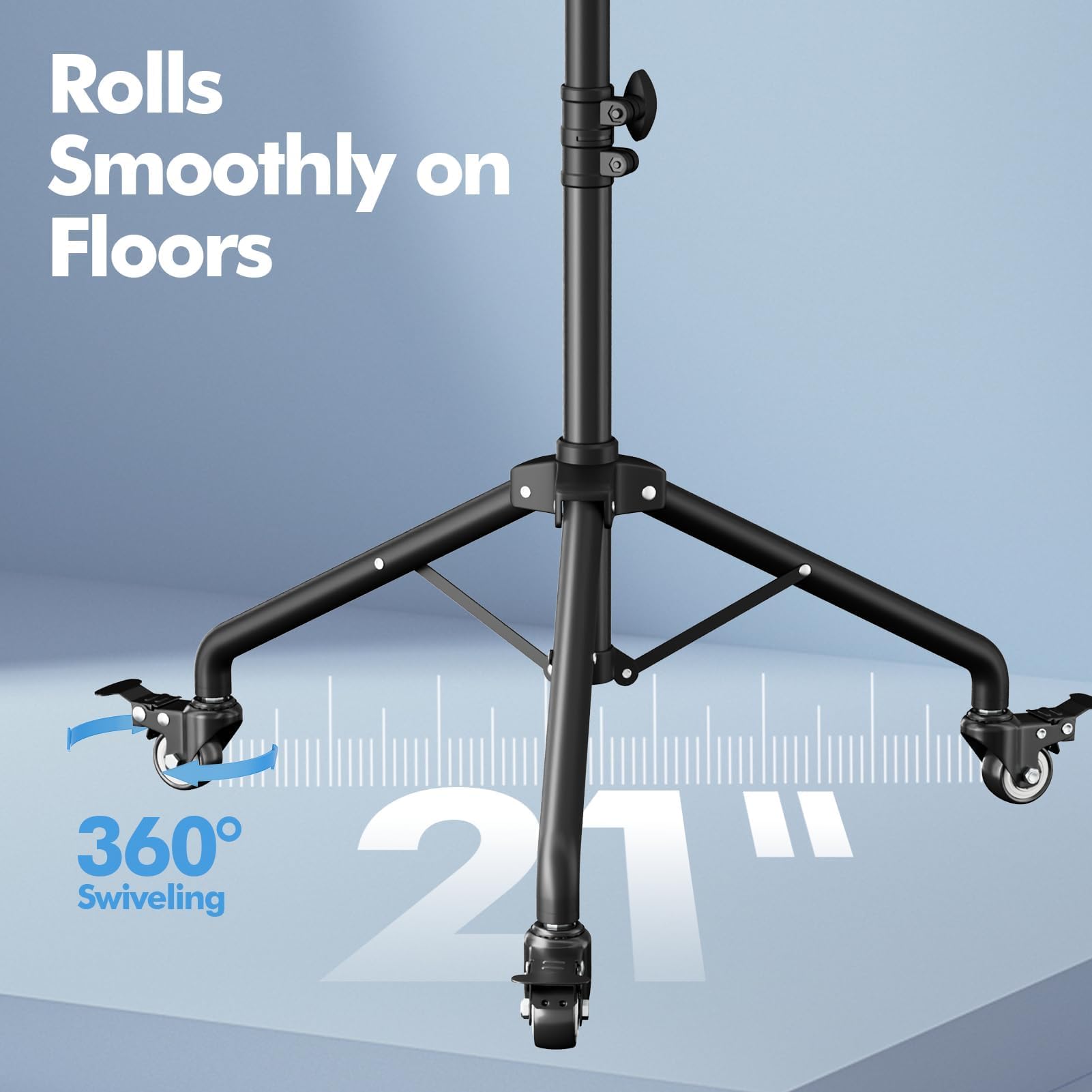 Supporto per Proiettore Treppiede 66-24cm per Laptop su Ruote con 2 Ripiani | Supporto Portatile per Podio, Supporto per Telefono a Collo di Cigno, Ufficio