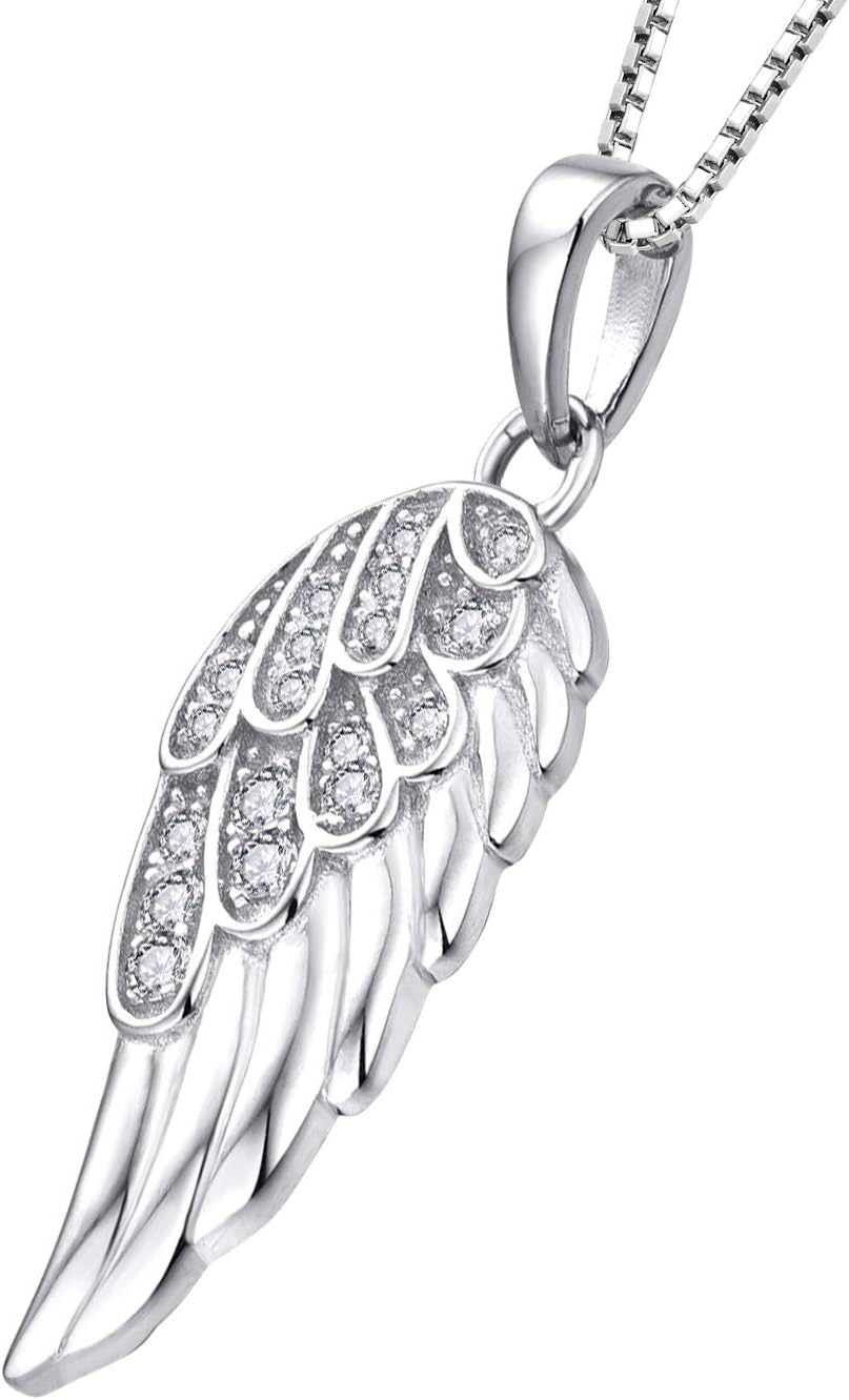 STARCHENIE 925 Sterling Silver Angel Wing Pendant Necklace for Women Cubic Zirconia 18" Chain - Image 2