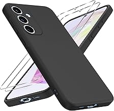 Vauki Coque pour Samsung Galaxy A35 5G avec 2 Verre Trempé, Housse Étui de Protection Souple Ultra Mince Silicone TPU Téléphone Anti-Rayures Bumper Cover Antichoc Case pour Samsung A35 6.6", Noir