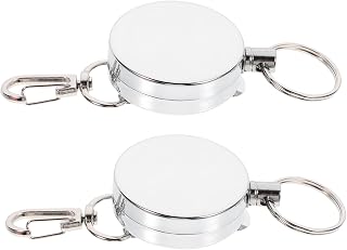 2pcs Stainless Steel Retractable Key Holder Clip on Heavy Duty