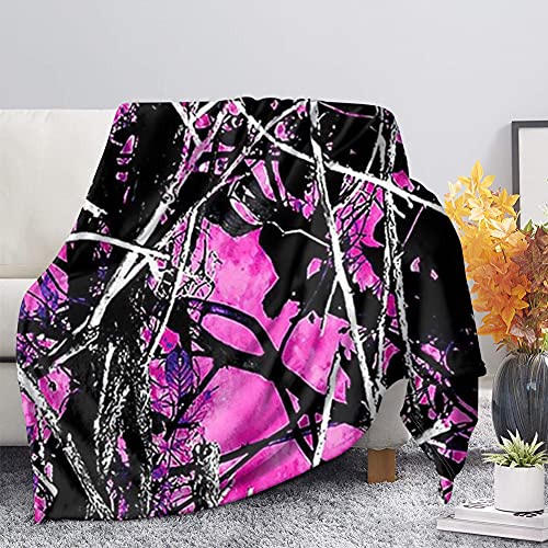 Fkelyi Pink Camo Bed Blanket For Women Girls Camouflage Throw Blanket For Home Decor,Super Soft And Fuzzy Plush Flannel Sofa Couch Blankets-S #TOP14