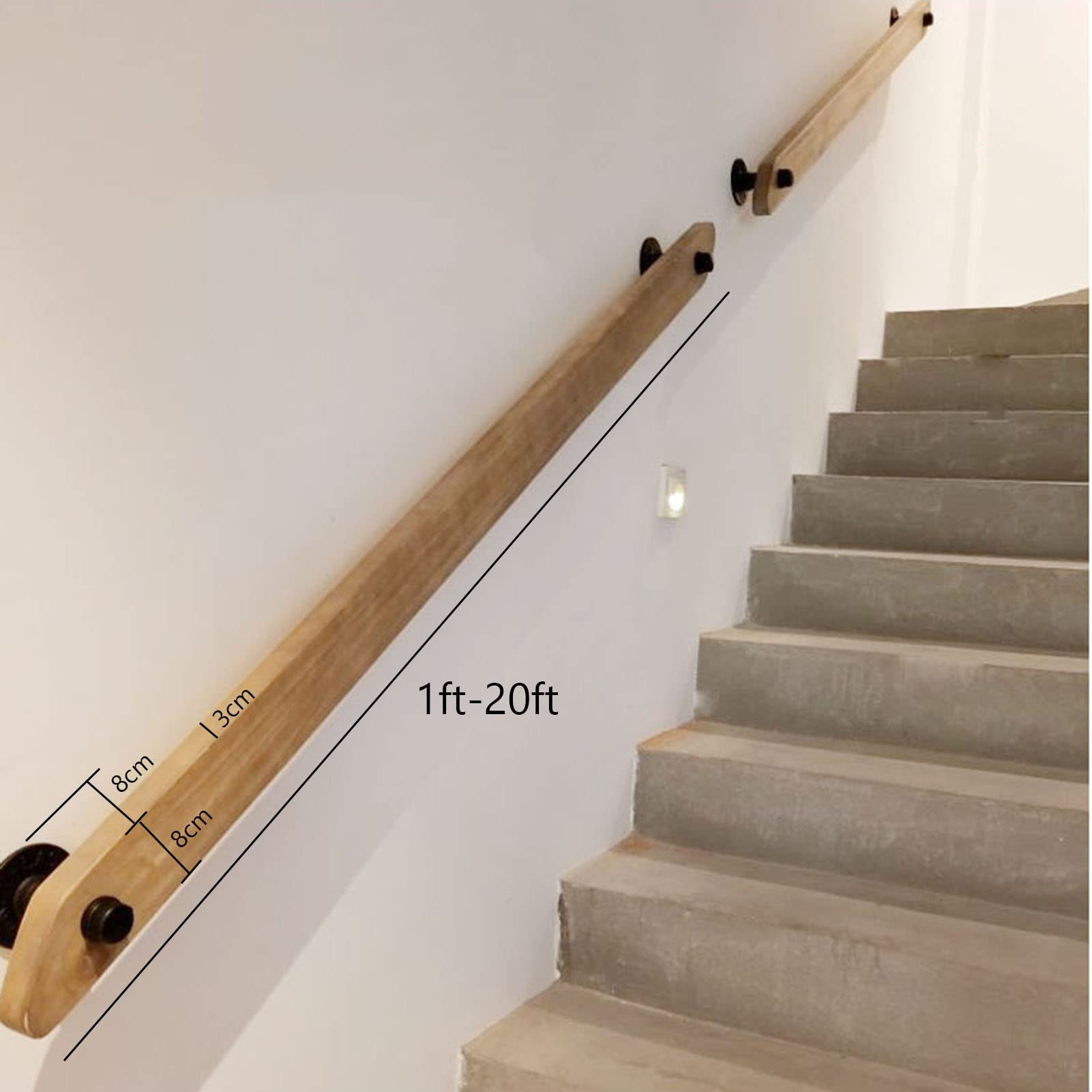 Holz-Handlauf Für Treppen – Kiefernholz, Rutschsicher, Mit Halterung, Bis 2,7 M, Perfekt Für Haus & Bar