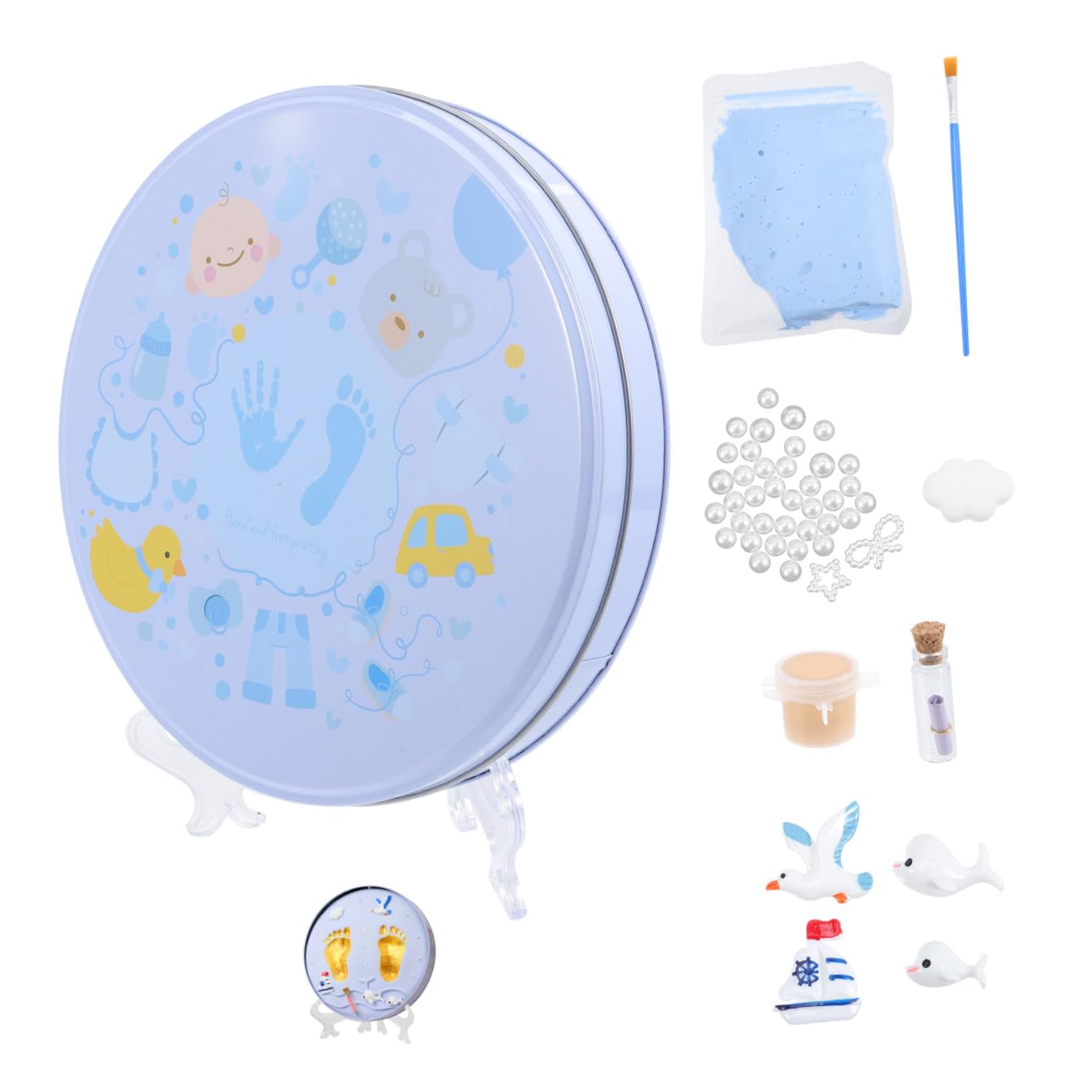TOYANDONA 1 Juego Huellas De Los 100 Días Del Bebé Primeros Artículos De Agarre De Cumpleaños Regalos De La Fiesta De Bienvenida Bebé Kit De Adorno De Huella Lanugo Recién Nacido Lodo