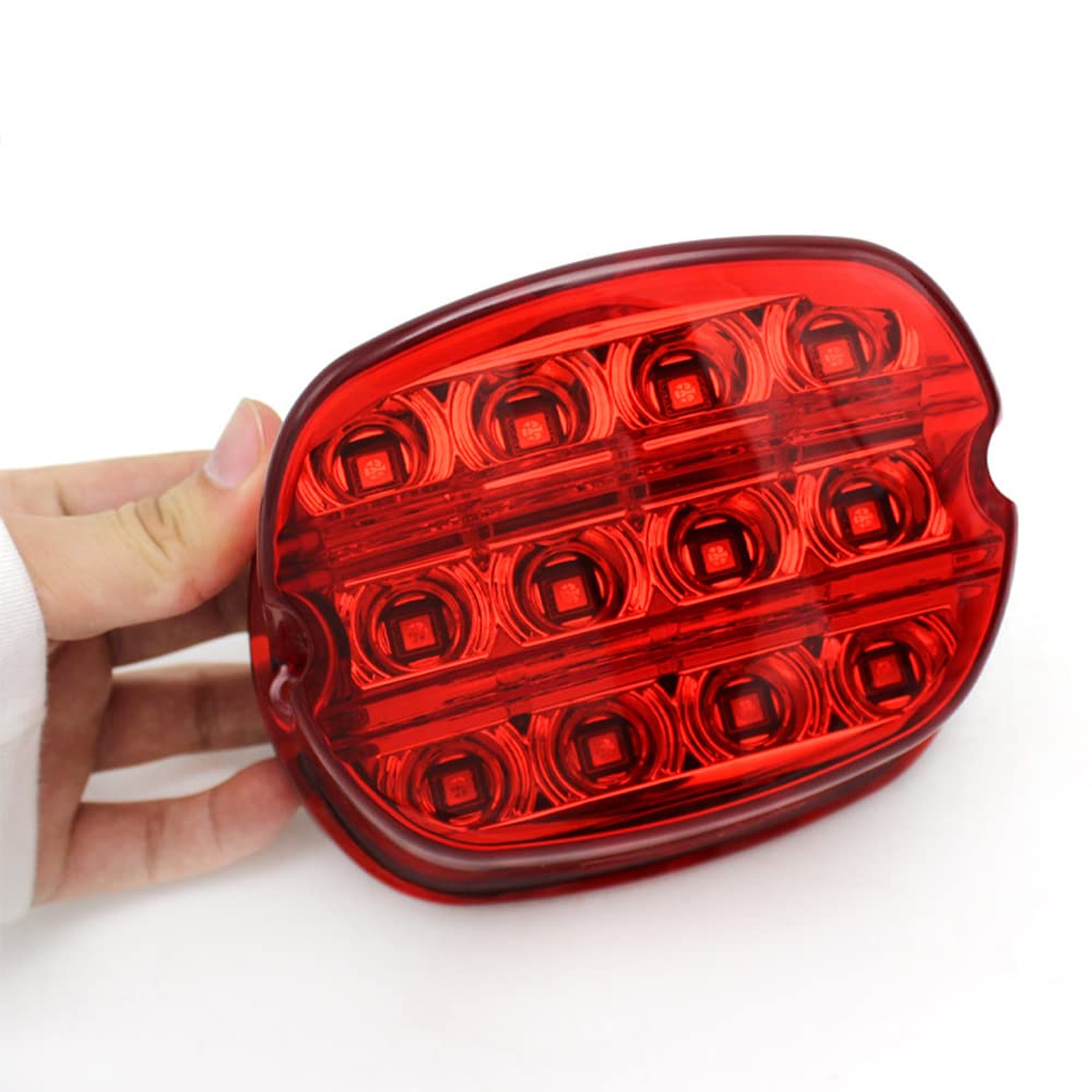 Fanale posteriore per moto 13 LED LED con luce di posizione rossa, fanale posteriore con illuminazione rossa di marcia e luce di stop con lenti fumé rosso/nero per Harley Dyna Road King Electra