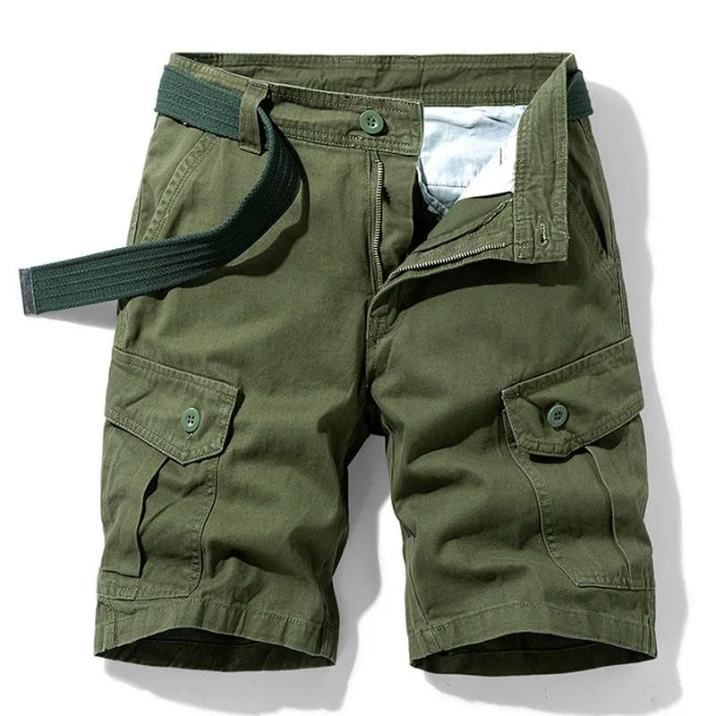 Pantalones cortos de verano para hombre, estilo casual, clásicos, de algodón, con múltiples bolsillos, transpirables