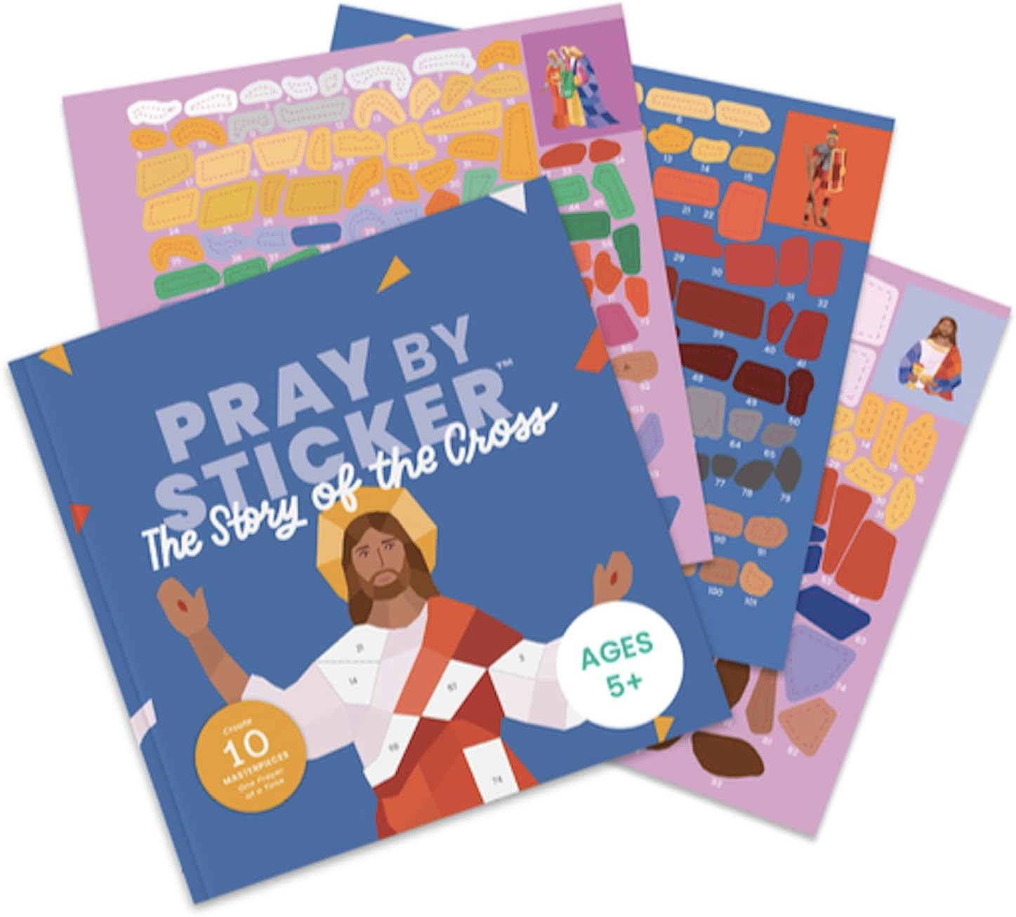 PRAY BY STICKER Book - Story of The Cross Religious Activity - Interactive Faith-Based Learning with Stickers - 9" x 9" Educational & Spiritual Book - Lent & Easter Gift