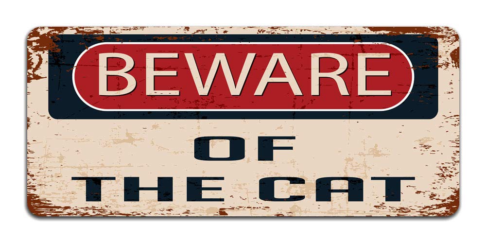 Print Crafted - Beware Of The Cat | Vintage Metal Garden Warning Sign