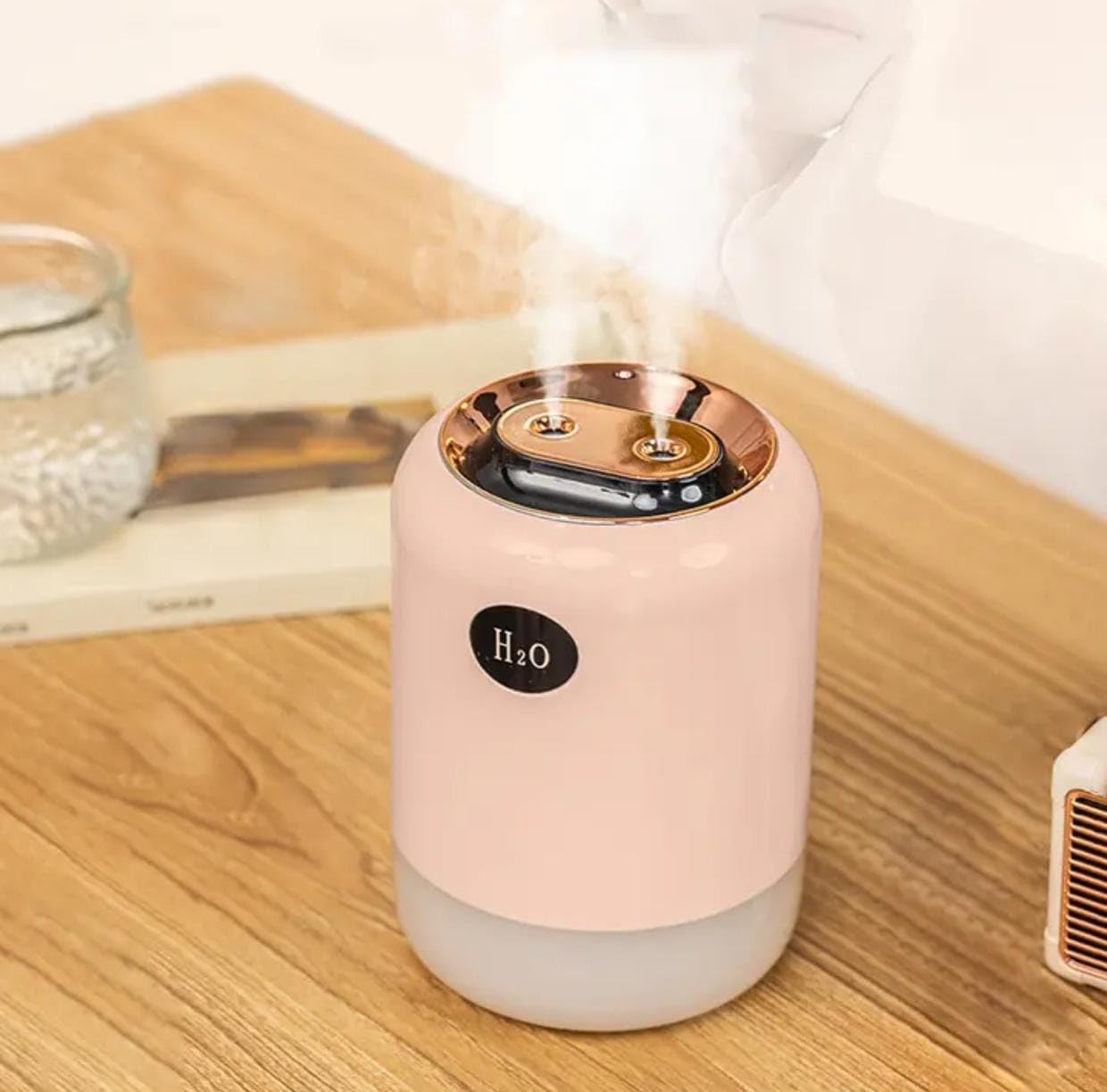 Double spray nozzle air atomizer home fogger mist USB ultrasonic air humidifier with LED light humidifier for room moisture, aroma diffuser for home, mist maker (pink air humidifier) (B0DBQBKFZT) Amazon Price History, Amazon Price Tracker