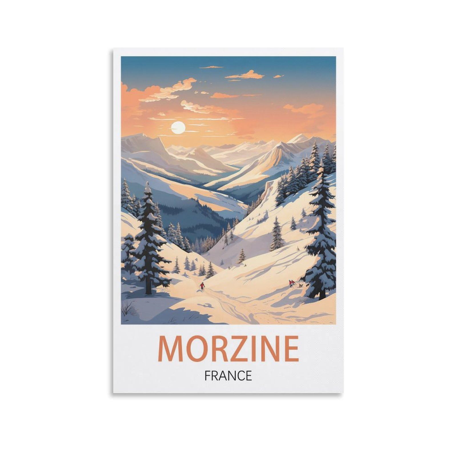 LHJOIUN Morzine France Vintage Travel Posters 20x30inch(50x75cm) Art Canvas Print For Living Room Bedroom Home Decoration Modern Art