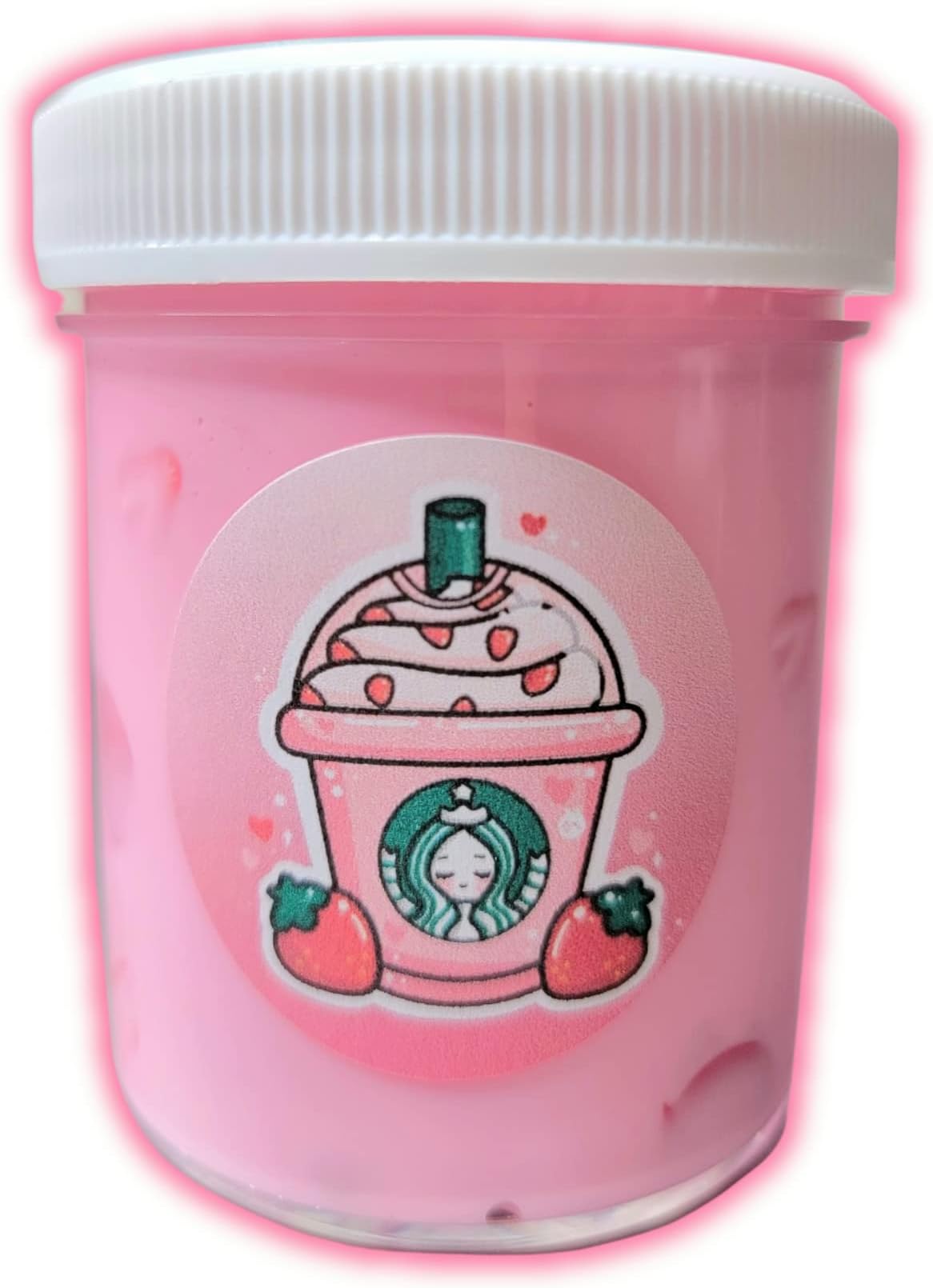 Pink Drink Scented Slime for Kids Ages 8+ โ Thick & Glossy Strawberry Coconut Slime 4oz โ Stress Relief Toy for Girls & Boys โ Handmade Stretchy Slime - Hoshimi Slimes
