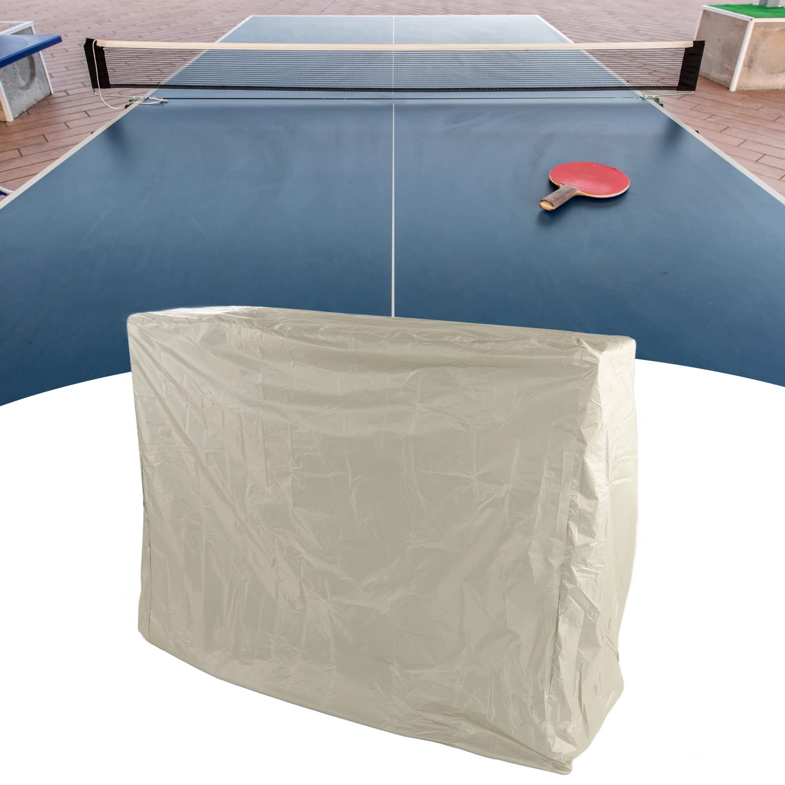 Copertura impermeabile per pong, rivestimento impermeabile 190, con coulisse e laccetto, per tavolo da pong (155 x 75 x 144 cm, beige)