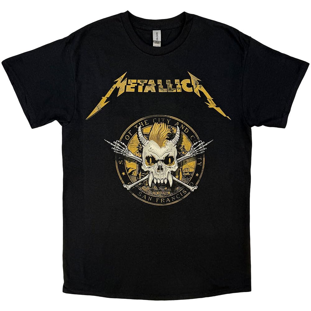 Metallica Men's Black T Shirt Scary Guy Seal Band Logo New Official