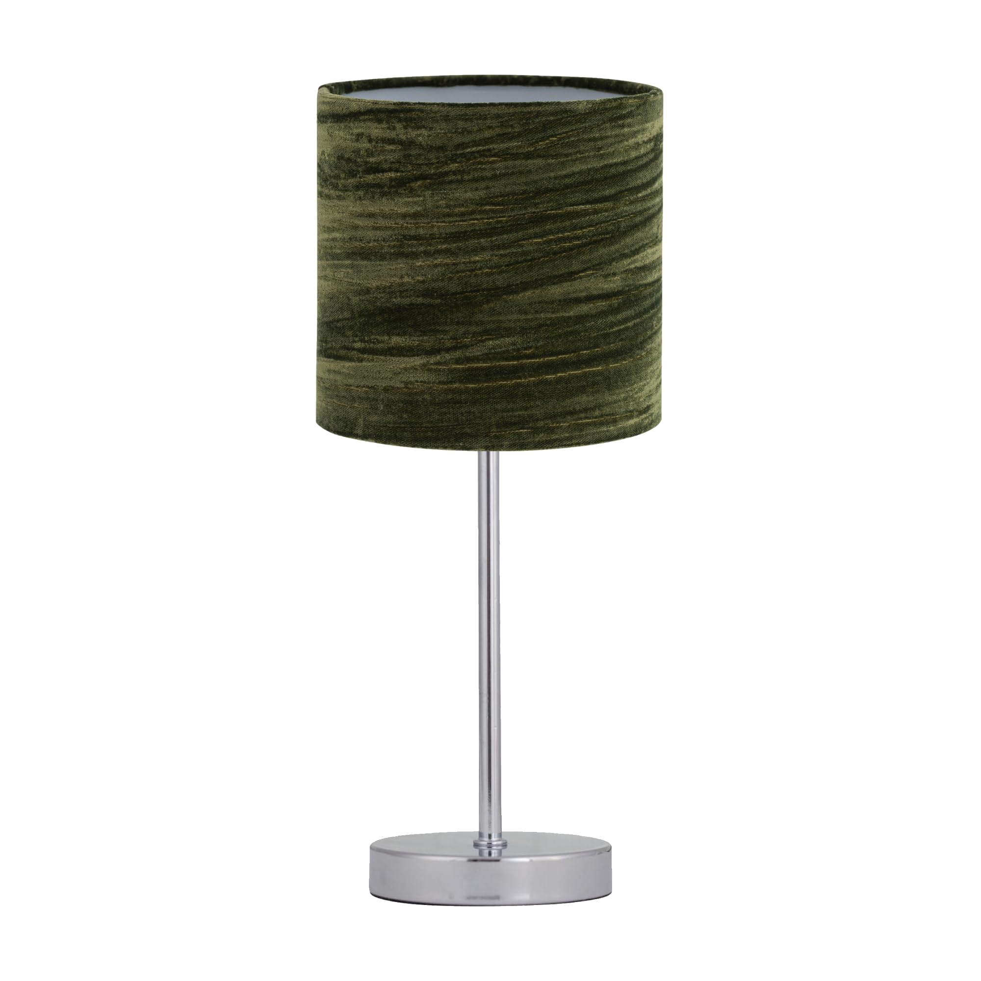 firstchoicelighting Chrome Stick Table Lamp with Green Crushed Velvet Shade