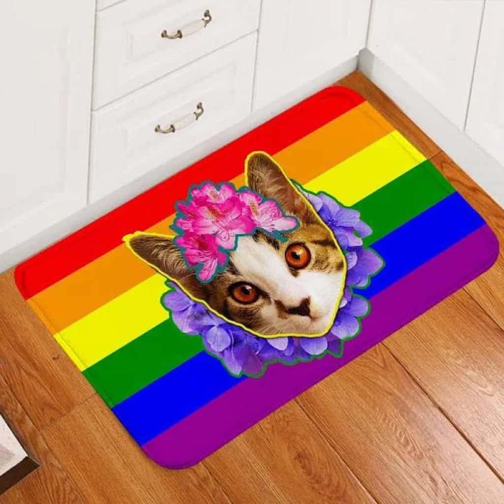 Paillasson extérieur entrée Pride Kitty : égayez votre balcon et votre devanture de maison