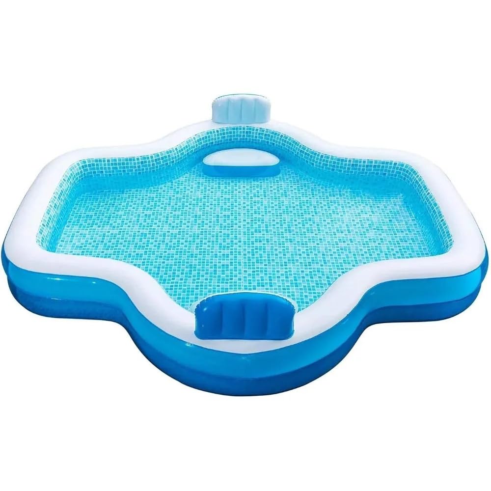 Kit d'entretien aspirateur Piscine Piscine familiale de 10 Pieds de Long, 2 sièges gonflables avec dossiers. 120" LX 110" WX 26" H