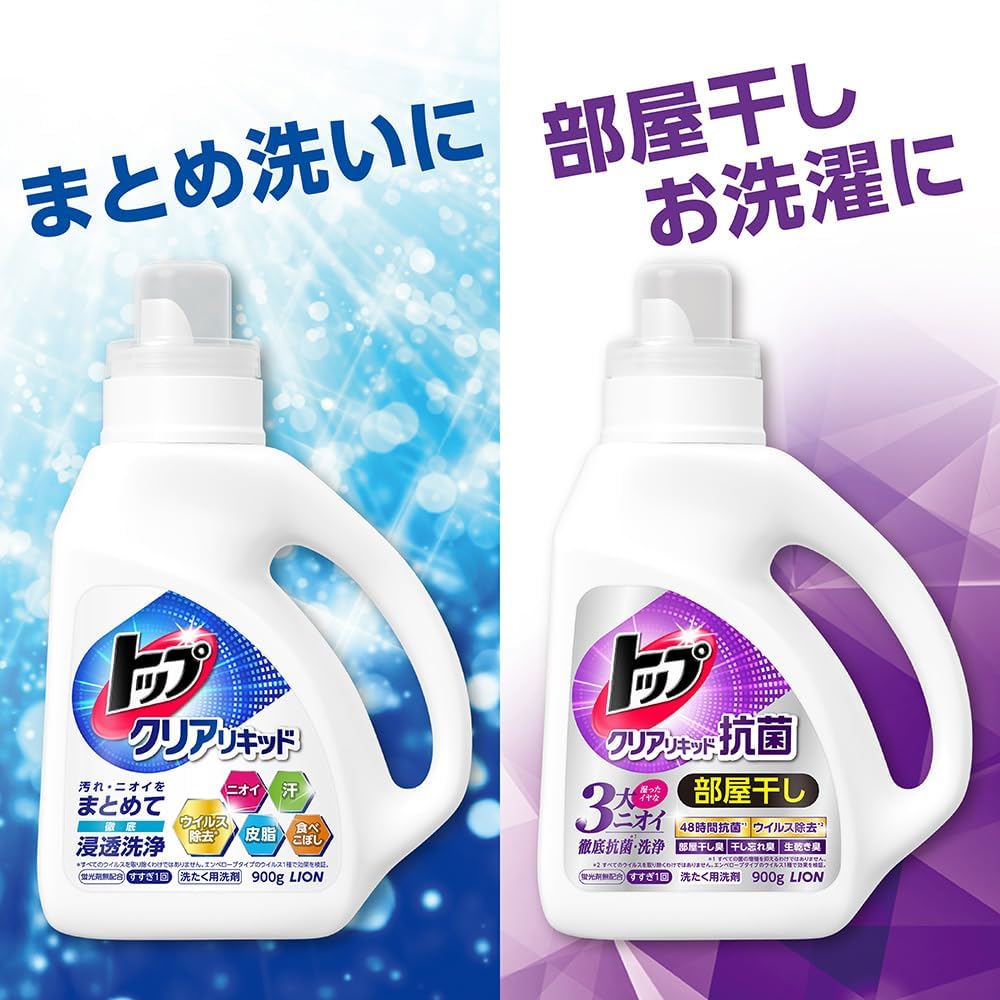 トップ ライオン クリアリキッド抗菌 超特大容量 洗濯機用洗剤 洗濯洗剤 フローラル 詰め替え用 トップクリアリキッド まとめて ライオン 洗濯洗剤 トップ クリアリキッド 詰替用 500g: 日用品・生活