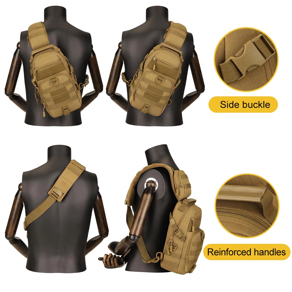 MiOYOOW Borsa a Tracolla per Ciclismo, Multifunzionale Portatile Borsello Petto Capacità, Zaino Tattica con 3 Metodi di Trasporto, per Campeggio, Ciclismo, Escursione, Hiking Sport