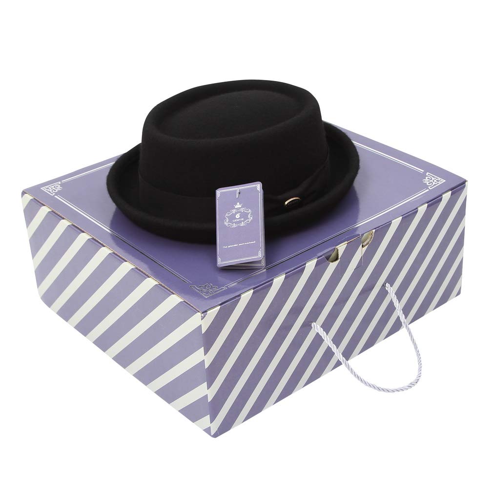 GEMVIE Pork Pie Chapeau pour Homme et Femme 100% Feutre de Laine Chapeau Fedora Trilby Noir Adulte Unisexe Chapeaux Porkpie