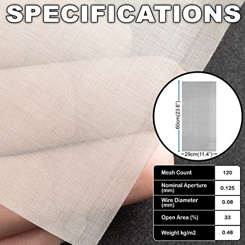 Maporch Stainless Steel Mesh Screen 2 Pack - 23.6"X11.4", Mesh 120 (0.08Mm) - Ideal For Air Ventilation, Dustproofing, Filtration, And More - Rustproof, Durable #TOP1