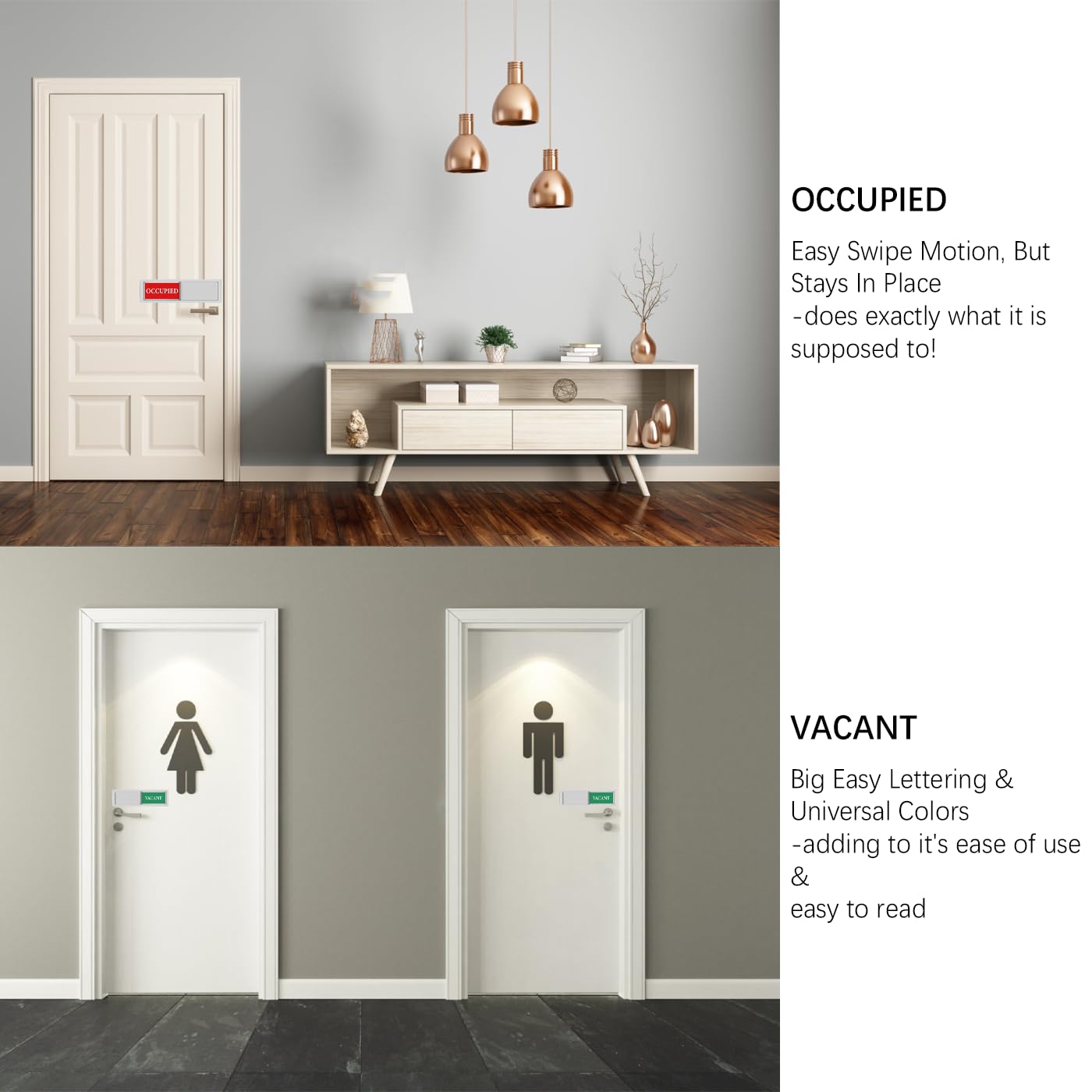 Privacy Sign GWAWG Sliding Door Sign, Vacant/Occupied Sliding Door Sign, Do Not Disturb Sign Welcome Please Knock Sign - Image 4
