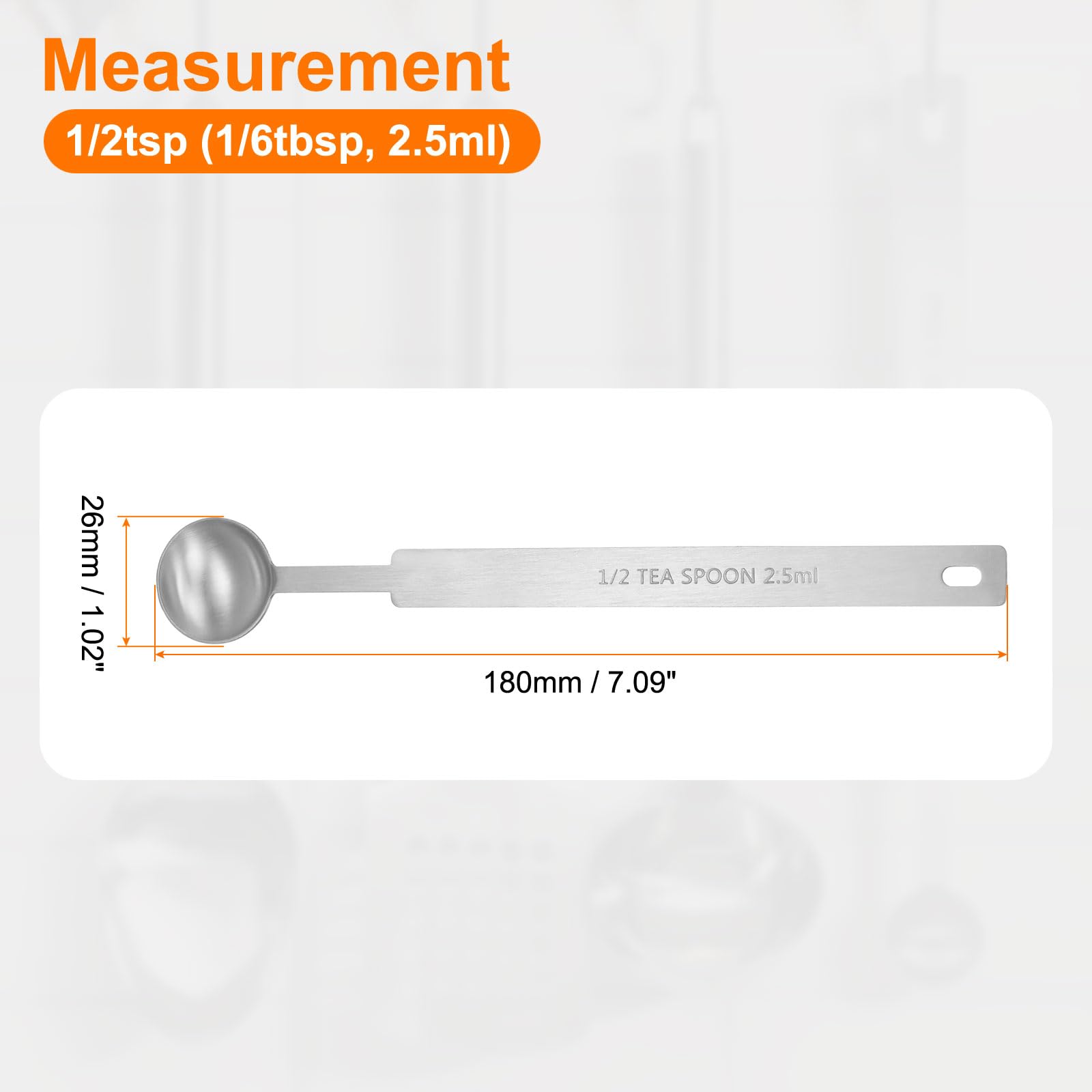 LEIFENY 2 Cucchiai Dosatori Singoli – Acciaio Inox, 1 Cucchiaino (5ml) Con Manico Lungo In Silicone Nero
