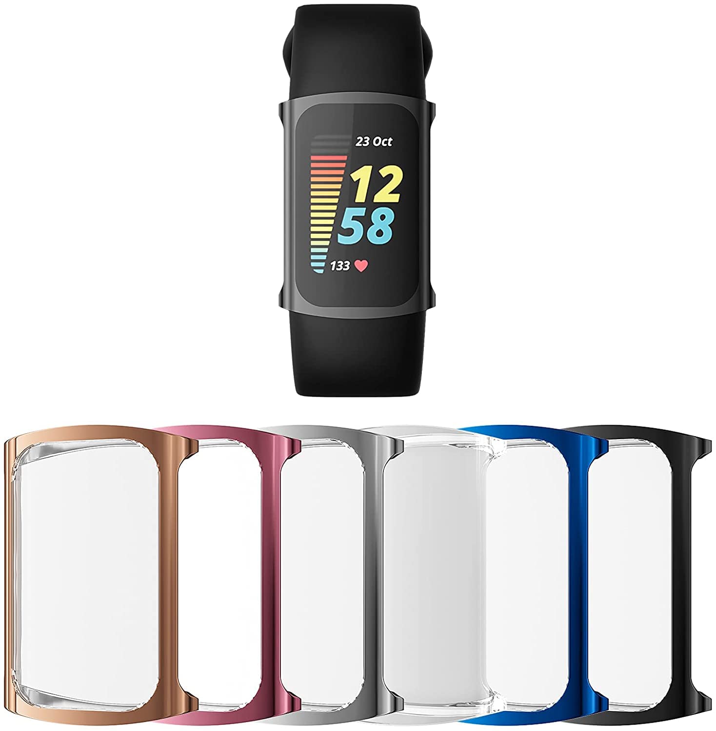 AISPORTS Confezione da 2 Compatibile con Custodia Fitbit Charge 5 con Protezione per Lo Schermo, Custodia Protettiva in Silicone TPU Ultrasottile e Leggera per Fitbit Charge 5 Activity Tracker