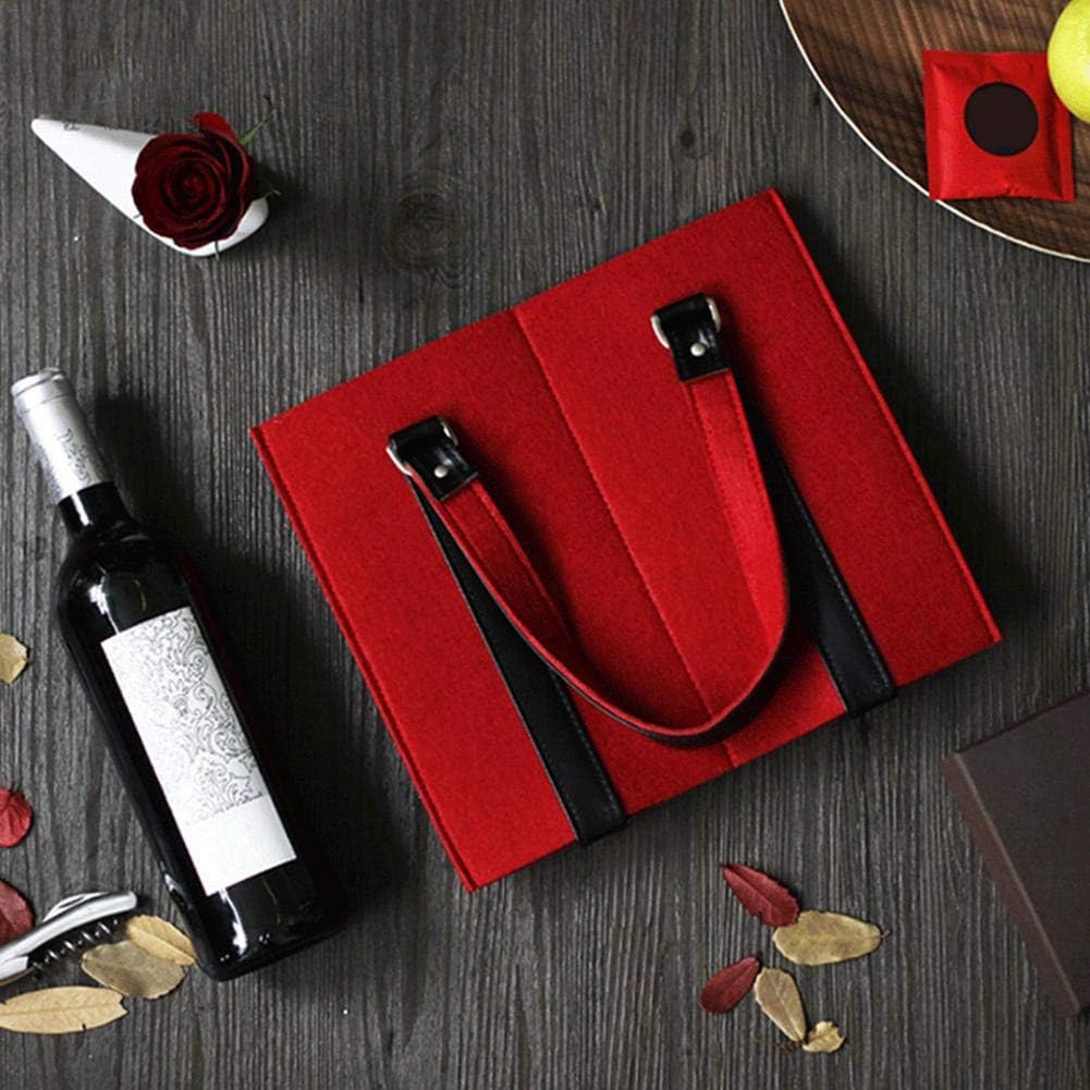 2 Borse Feltro Per Bottiglie - 6 Scomparti, Trasporto Sicuro Vino/Acqua, Per Picnic E Feste