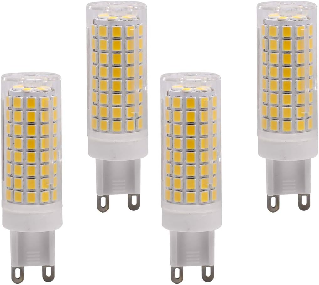 G9 led Light Bulb 75W 85W 100W Halogen Bulbs Equivalent, 840lm, G9 bin-pins Base 110V 120V 130V Input led Bulbs Replacement, Soft Warm White 3000K Pack of 4 (Warm White 3000K)