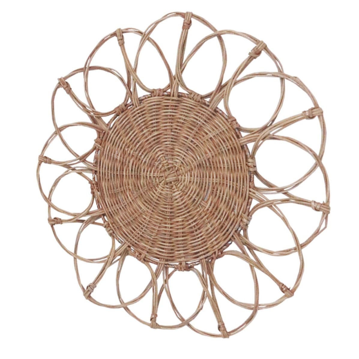 Operitacx Decorazione da Parete Superficie Delicata e Design Festivo in Rattan Intrecciato a Forma di Fiore per Arredamento Casa e Soggiorno