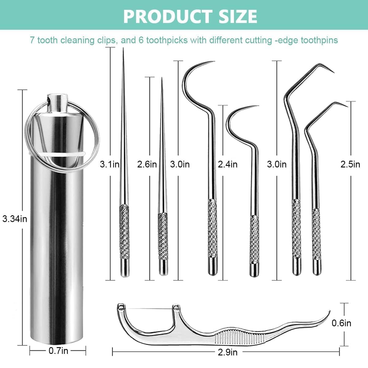 7-in-1 Professional Dental Care Kit, 304 Stainless Steel Teeth Cleaning Tools with Storage Case, Dental Picks, Tartar Scrapers, Plaque Removers for Home Oral Hygiene 4