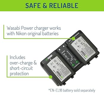 Nikon - 【Nikon純正】MB-D18 MH-26a EN-EL18a EN-EL18c Amazon.com : Wasabi Power Dual Battery Charger for Nikon EN