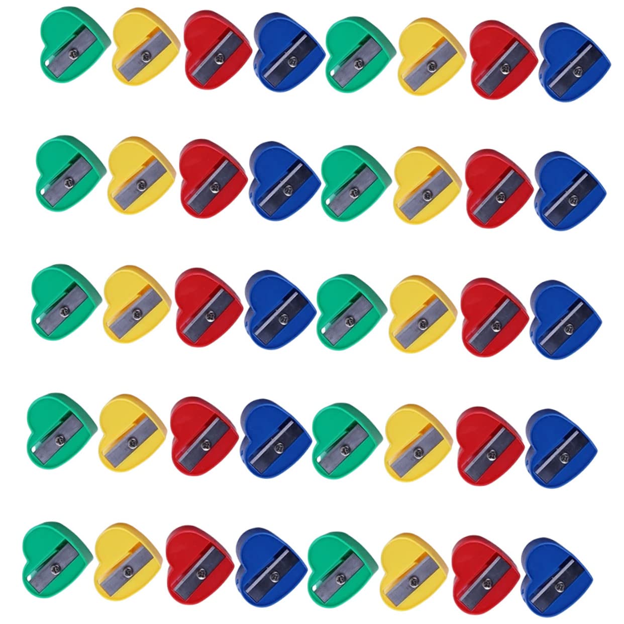 FIXOSHEE 40Pcs Heart Pencil Sharpeners Manual Sharpener Cute Cartoon Design for School Supplies Students and Birthday Celebrations