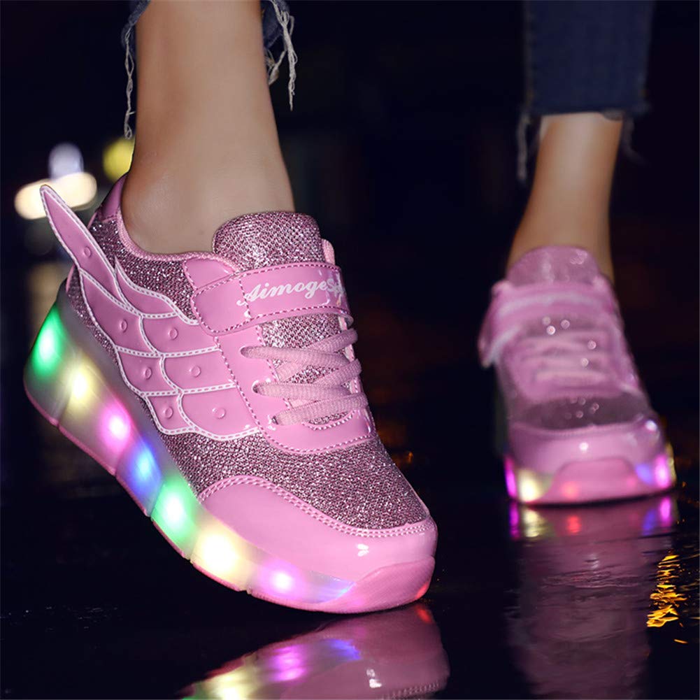Buty LED dla chłopców dla dziewcząt, lampki USB do ładowania, migające 7 kolorów zmieniające się, wielofunkcyjne buty sportowe na kółkach na kółkach/podwójne zastosowanie buty sportowe na