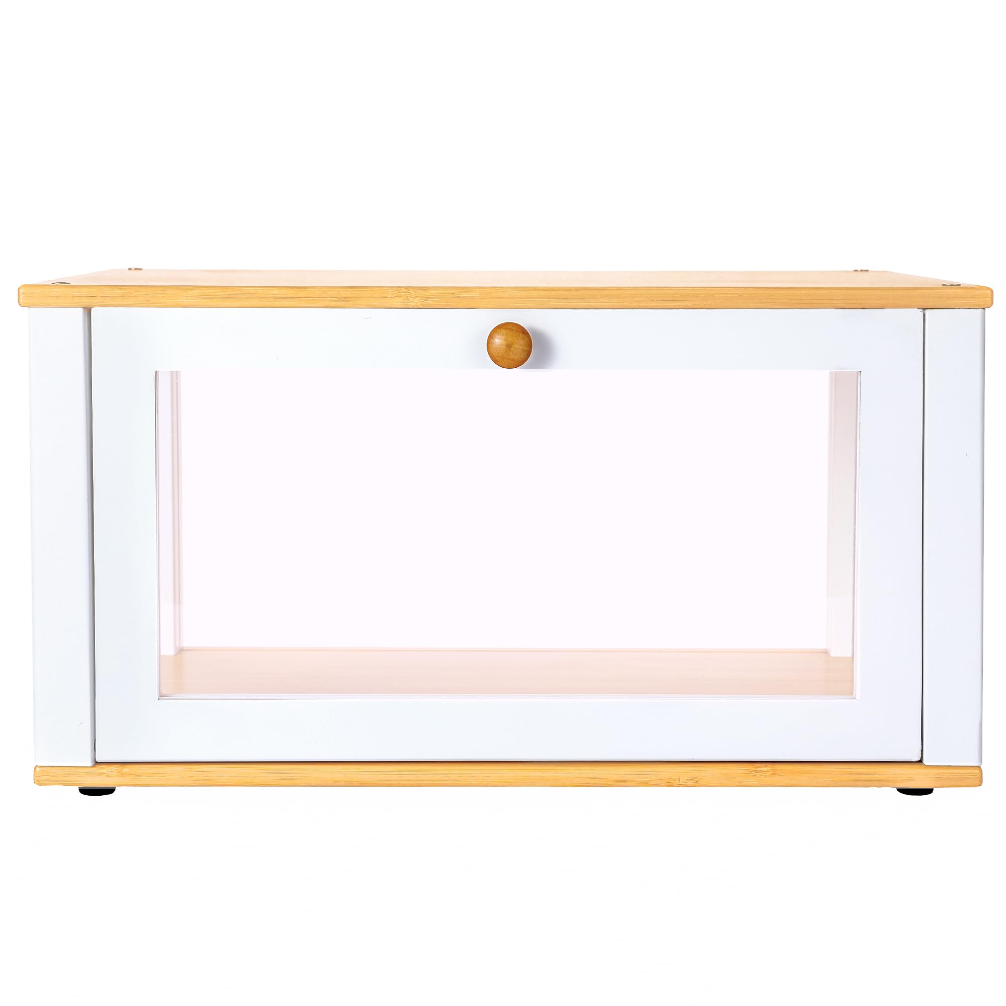 ETMI Panera de vidrio para encimera de cocina, caja de pan blanca transparente, vitrina de pastelería, estilo clásico