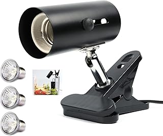 Reptile Heat Lamp Fixture Holder Clamp Lamp Reptile Habitat Lighting&Heat Lamps with 3 Pcs 30W UVA UVB Turtle Sun Basking Spot Lamps Pet Heating Lamp for Reptiles,Amphibian Tanks（Black）