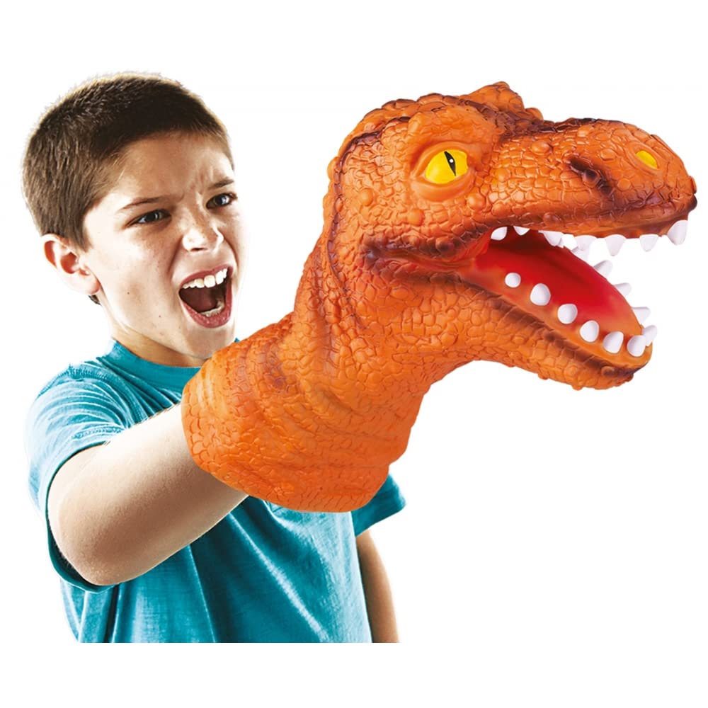Wild predators Marioneta Dinosaurio Tiranosaurio Rex, Guante Tyrannosaurus, Titeres De Mano T Rex Juguetes para Niños 3 Años o Más, Material Blando Naranja (World Brands)