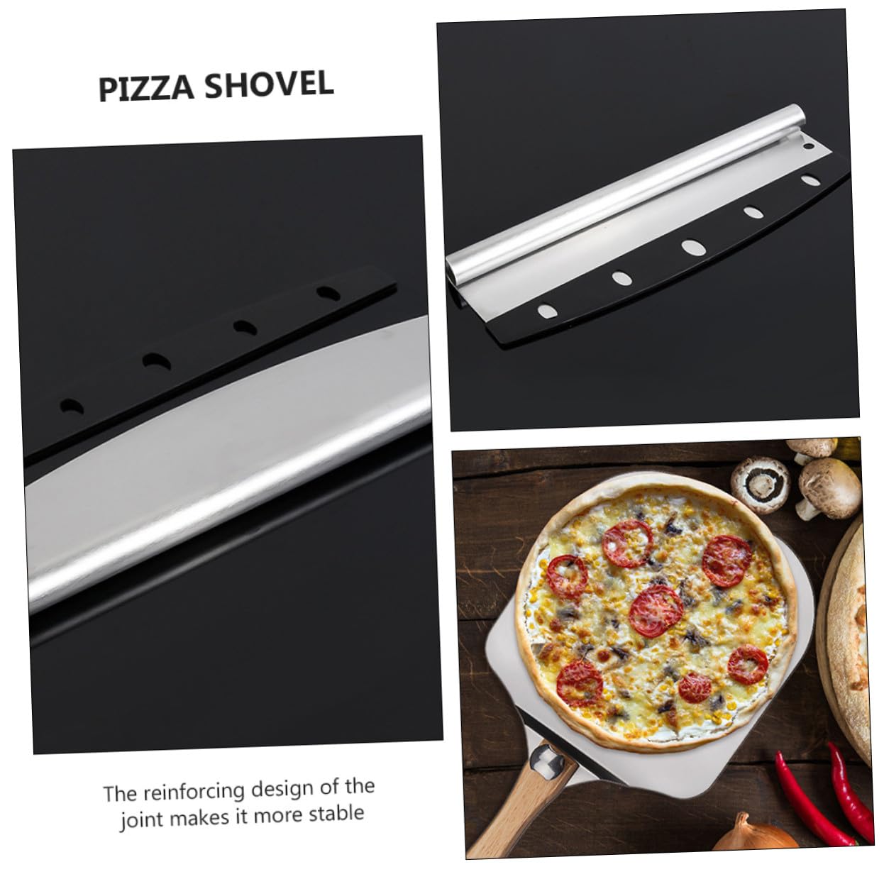 2 Stück Faltbarer Pizzaschieber aus Aluminium mit Klappbarem Holzgriff Hitzeschutz Teigschaber Platzsparend Langlebig zum Pizzaheber für Pizzastein und Küche Teiliges