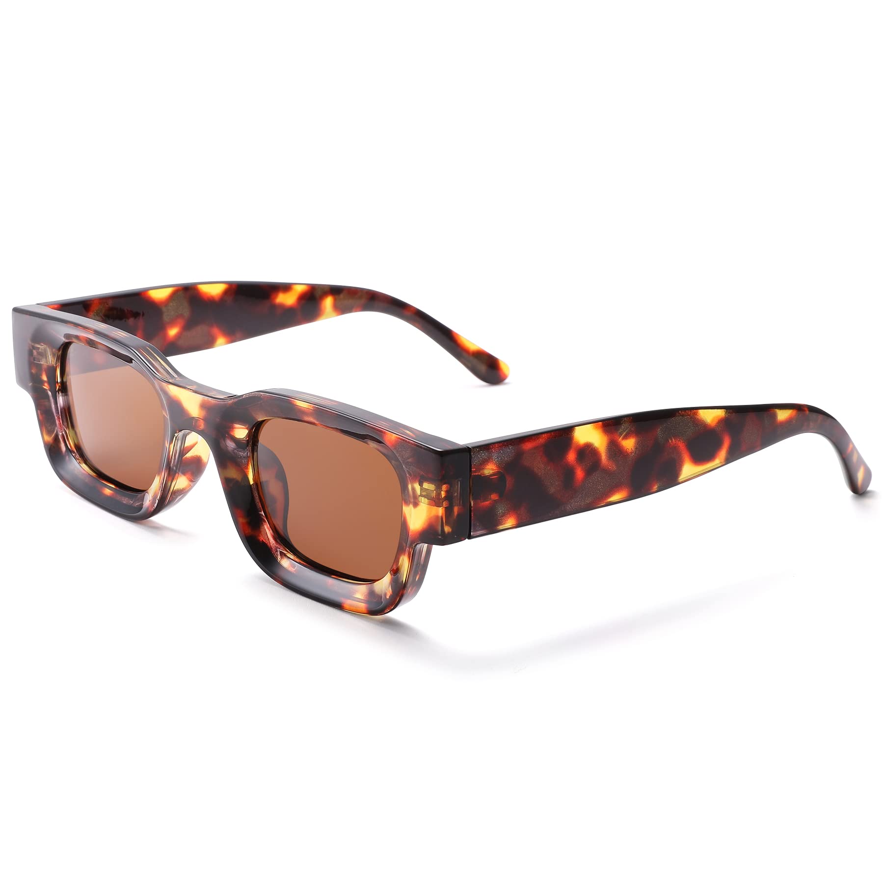 Retro 90s Chunky Square Sunglasses for Women & Men - Thick Polarized Uv400 Protection, Lightweight Unisex Frame