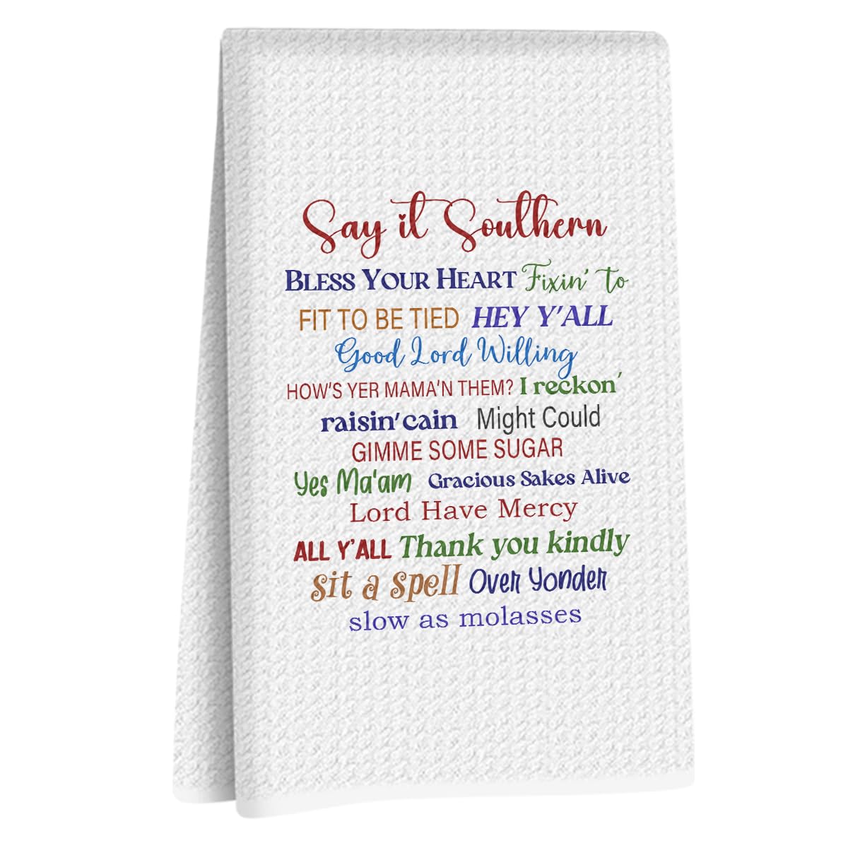 Hanamiya Na Funny Quotes Kitchen Towels, Southern Tea Towels for Kitchen Home Bathroom Farmhouse Decor, Say It Southern Waffle Weave Dish Drying Towel