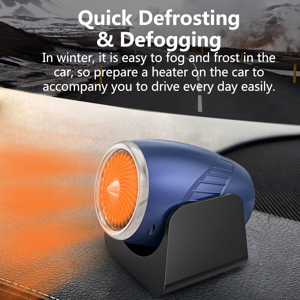 Baceyong Chauffage de dégivrage de voiture 12V 140W 10A Dégivreurs pour pare-brise auto, Ventilateur de chauffage de voiture portable – Violet