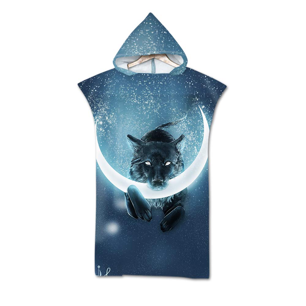 Poncho Con Capucha De Microfibra Secado Rápido - Tamaño 60x110 Cm, Patrón Flor Azul, Ideal Para Playa, Piscina, Surf Y Cambiarse