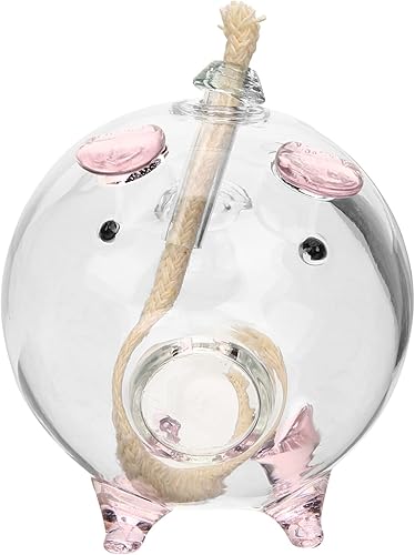 ARTIBETTER Lámpara de aceite de cerdo de dibujos animados Lámpara de mantequilla de escritorio Lámpara de aceite de vidrio de hilo