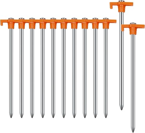 12PCS Tent Stakes,Camping Stakes,AVOFOREST 7.1Inch Non-Rust Metal Tent Pegs Ground Stakes Tent Spikes Camping,Hiking Orange