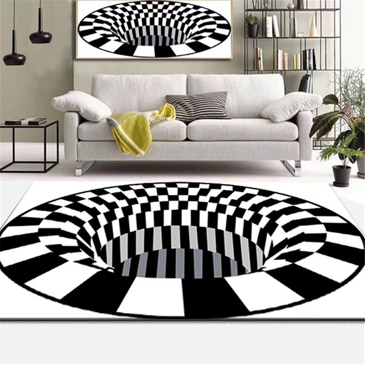 Tapis de chambre résistant à l'usure et décoration 3D géométrique