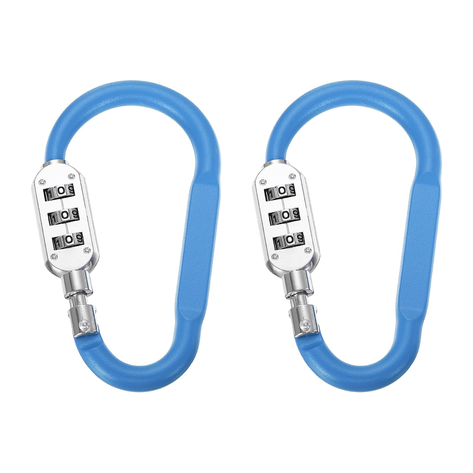 PATIKIL 4.2 Inch Combination Locks, 2PCS 3 Digit Locking Combination Clip Combo D-Ring Lock for Suitcase Luggage Travel Baggage Backpack Cable Loop Helmet Chain Link, Blue