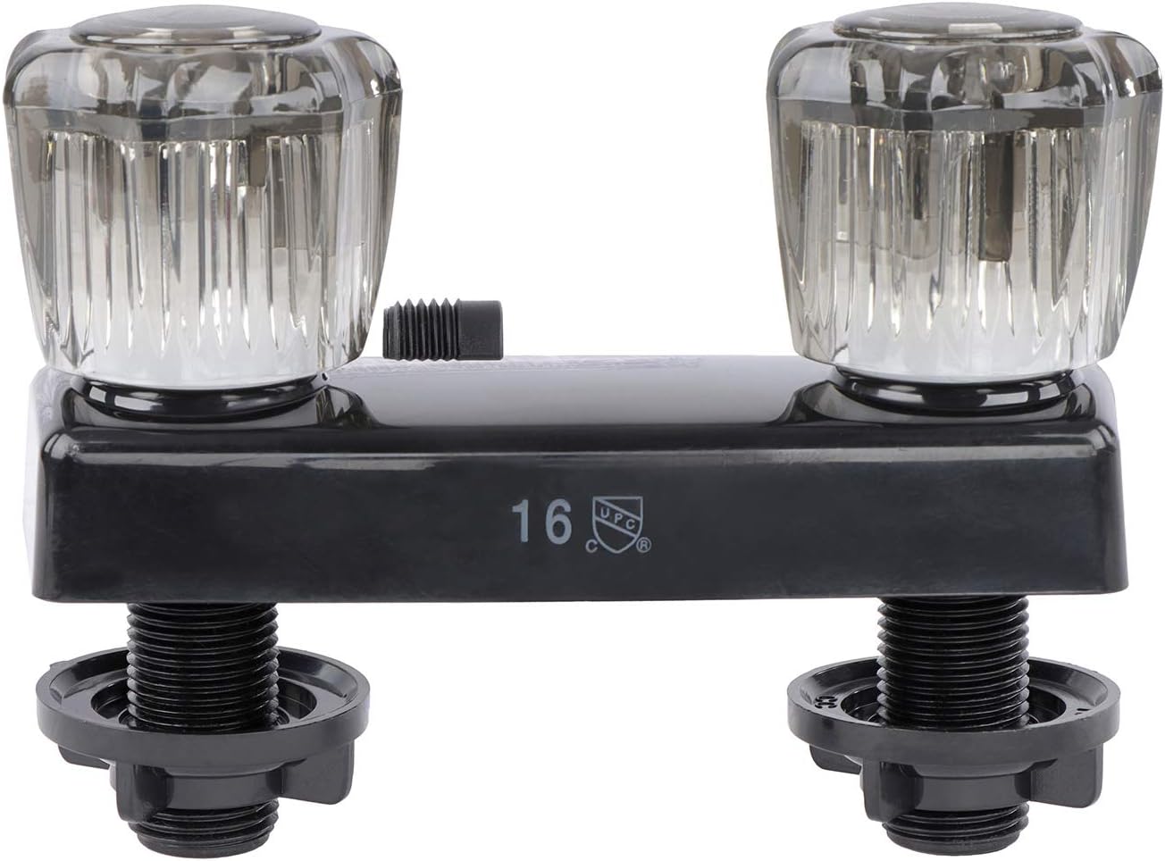 Empire Faucets U-YJW9053VBLK-A 4" Non-Metallic RV Shower Valve with 90° Elbow Vacuum Breaker & Crystal Jewelite Handles - Black Matte